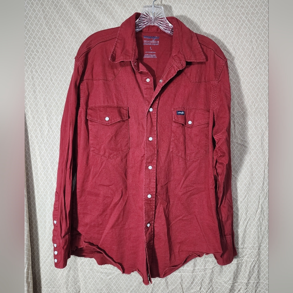 Wrangler Western MOP Snap Front Long Sleeve Shirt Men's Large